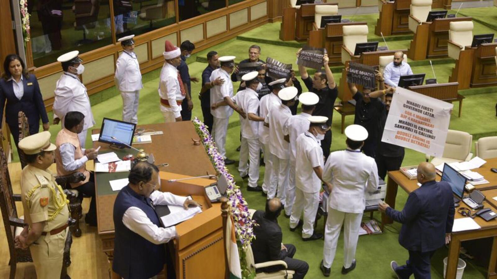 Goa Opposition MLAs Disrupt Guvs Speech Over Mhadei Dispute