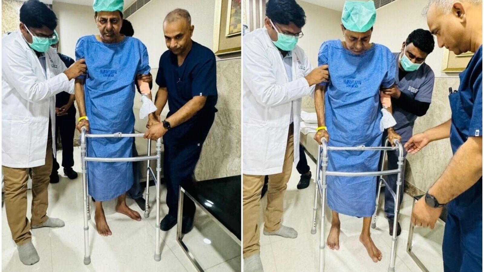 KCR : శస్త్ర చికిత్స తర్వాత వాకర్ సాయంతో కేసీఆర్ అడుగులు