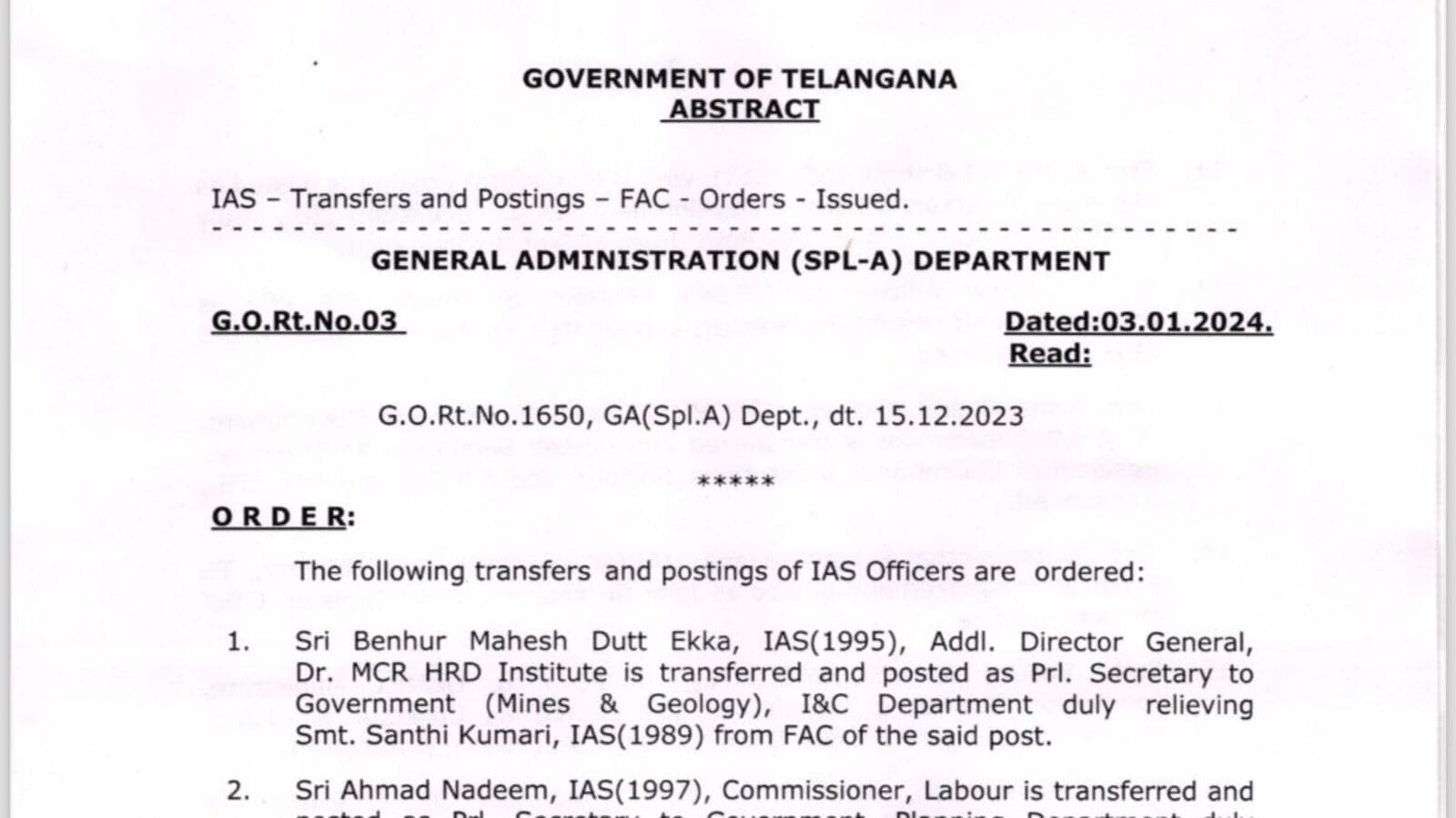 Telangana Govt : తెలంగాణలో 26 మంది ఐఏఎస్‌ల బదిలీ & స్మితా సబర్వాల్ కు స్థాన చలనం