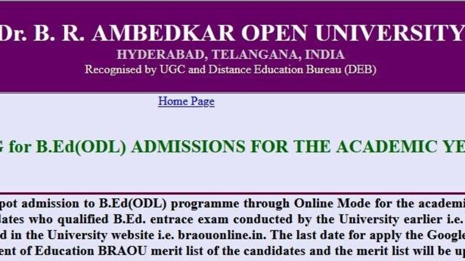 BRAOU B.Ed Admissions : అంబేడ్కర్ ఓపెన్ వర్శిటీలో బీఈడీ ప్రవేశాలు… నోటిఫికేషన్ విడుదల, షెడ్యూల్ ఇదే