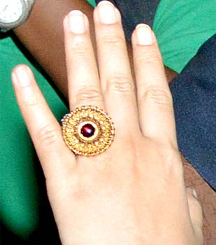 Vidya Balan flaunting what looks like her engagement ring.