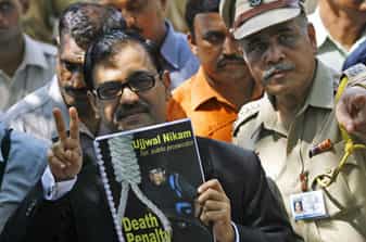 Special Prosecutor Ujjwal Nikam speaks to the media outside Arthur Road Jail, where the trial of Mohammad Ajmal Kasab, the lone surviving gunman of the 2008 Mumbai attacks, was held, in Mumbai. Special Prosecutor Ujjwal Nikam speaks to the media outside Arthur Road Jail, where the trial of Mohammad Ajmal Kasab, the lone surviving gunman of the 2008 Mumbai attacks, was held, in Mumbai.