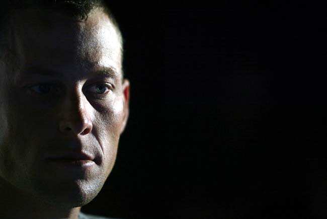 In this photo dated on June 8, 2003 US cyclist Lance Armstrong speaks to the press in Villars-de-Lans, before the start of the first stage of the Criterium du Dauphine Libere cycling event. AFP PHOTO In this photo dated on June 8, 2003 US cyclist Lance Armstrong speaks to the press in Villars-de-Lans, before the start of the first stage of the Criterium du Dauphine Libere cycling event. AFP PHOTO