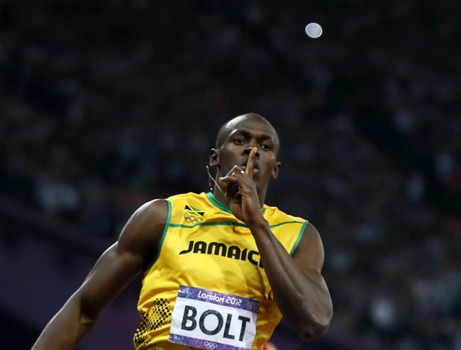 Jamaicas Usain Bolt celebrates winning the mens 200m final during the London 2012 Olympic Games at the Olympic Stadium. Reuters/Lucy Nicholson Jamaicas Usain Bolt celebrates winning the mens 200m final during the London 2012 Olympic Games at the Olympic Stadium. Reuters/Lucy Nicholson
