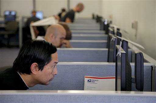 Roland Sanchez, 51, California, looks for a job at Orange County One Stop Center in Westminster. US employers added 155,000 jobs in December, a steady gain that shows hiring held up during the tense negotiations to resolve the fiscal cliff. AP Photo/Jae C. Hong Roland Sanchez, 51, California, looks for a job at Orange County One Stop Center in Westminster. US employers added 155,000 jobs in December, a steady gain that shows hiring held up during the tense negotiations to resolve the fiscal cliff. AP Photo/Jae C. Hong