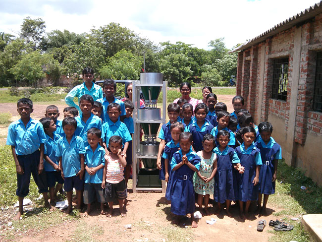 A photo of a filter called 'Kharagpur filter' for providing clean water to children of village schools. (HT Photo) A photo of a filter called 'Kharagpur filter' for providing clean water to children of village schools. (HT Photo)