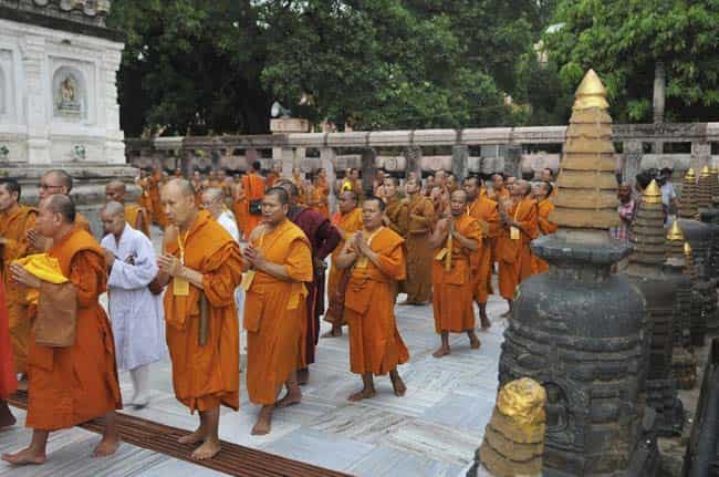 Foreign Buddhist monks offer prayers for peace at Mahabodhi Temple in Bodh Gaya on July 8, 2013, a day after serial explosions at the temple. PTI Photo Foreign Buddhist monks offer prayers for peace at Mahabodhi Temple in Bodh Gaya on July 8, 2013, a day after serial explosions at the temple. PTI Photo