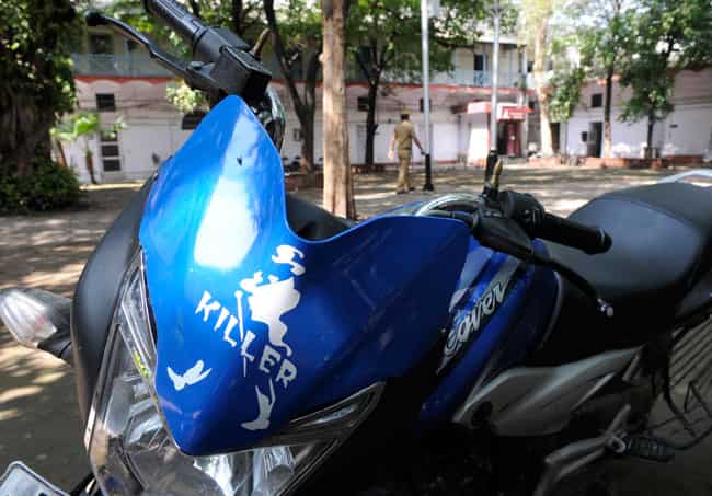 Bike involved in the accident at Parliament Steet Police Station. (Sushil Kumar/HT)
</div) Bike involved in the accident at Parliament Steet Police Station. (Sushil Kumar/HT)
</div)