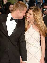 Happier times: Jennifer Aniston and Brad Pitt at Cannes in 2004.