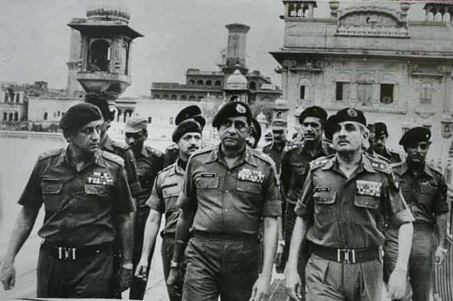 Senior army officers at the site of the Blue Star military operation to remove Sikh separatists who were amassing weapons in the Golden Temple in 1984 in Amritsar. Getty Images Senior army officers at the site of the Blue Star military operation to remove Sikh separatists who were amassing weapons in the Golden Temple in 1984 in Amritsar. Getty Images