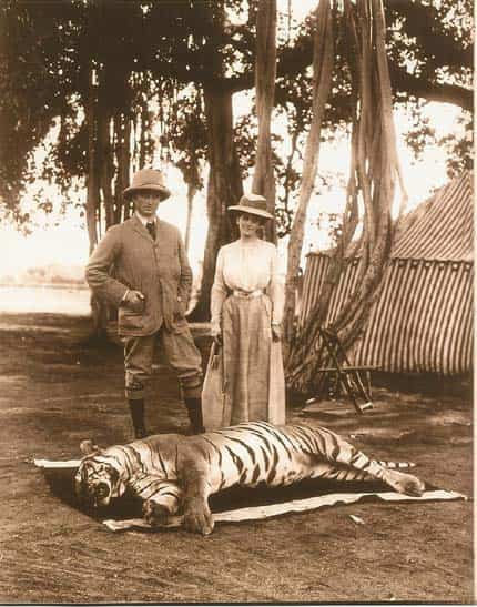 Lord and Lady Curzon with their day's kill. Lord and Lady Curzon with their day's kill.