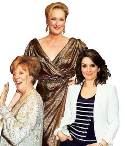 The age of triumph: In the West, Meryl Streep (centre) still rules, the most popular female comic star today is the 42-year-old. Tina Fey (right) and Dame Maggie Smith, now 77, won best supporting actress in a drama series) The age of triumph: In the West, Meryl Streep (centre) still rules, the most popular female comic star today is the 42-year-old. Tina Fey (right) and Dame Maggie Smith, now 77, won best supporting actress in a drama series)