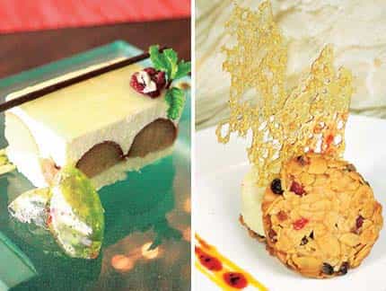 Gulab jamun cheesecake (left) and Kalakand and florentine almond cak) Gulab jamun cheesecake (left) and Kalakand and florentine almond cak)
