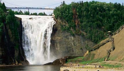 Water, water, everywhere: Montmorency Falls are 98 feet higher than the Niagara Falls