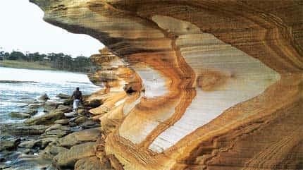 The paint job: The Painted Cliffs at Maria Island have been sculpted by air, water and time. The paint job: The Painted Cliffs at Maria Island have been sculpted by air, water and time.