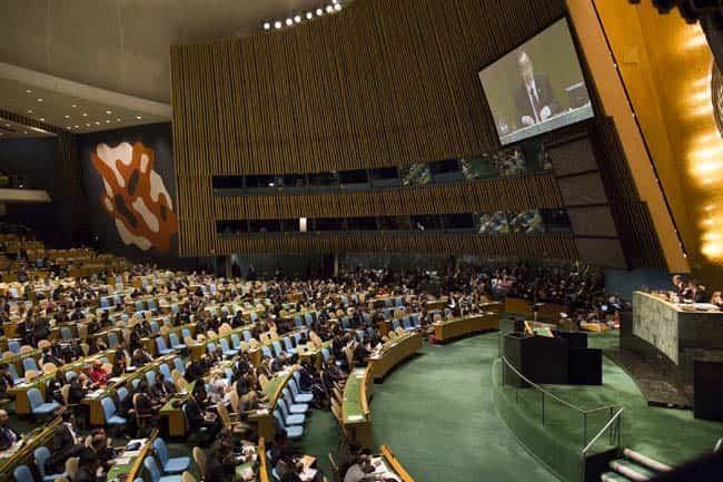 United Nations Secretary-General Ban Ki-moon speaks at the 67th UN general Assembly at UN headquarters. AP Photo/John Minchillo