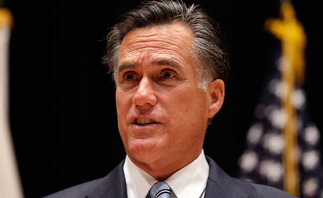 US Republican presidential candidate Mitt Romney speaks to reporters in Costa Mesa, California. AP