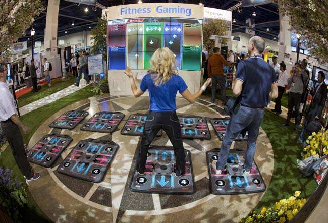 A classroom edition of the fitness video game Dance Dance Revolution is demonstrated at the Consumer Electronics Show, Wednesday, Jan. 9, 2013, in Las Vegas. Photo:AP/Julie Jacobson A classroom edition of the fitness video game Dance Dance Revolution is demonstrated at the Consumer Electronics Show, Wednesday, Jan. 9, 2013, in Las Vegas. Photo:AP/Julie Jacobson