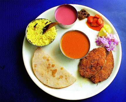 A simple seafood thali A simple seafood thali