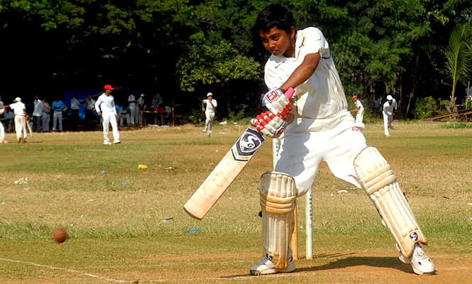 Prithvi Shaw, playing for Rizvi Springfield school, compiled the huge score against St Francis school in the Harris Shield. (Shakti Yadav)
</div) Prithvi Shaw, playing for Rizvi Springfield school, compiled the huge score against St Francis school in the Harris Shield. (Shakti Yadav)
</div)
