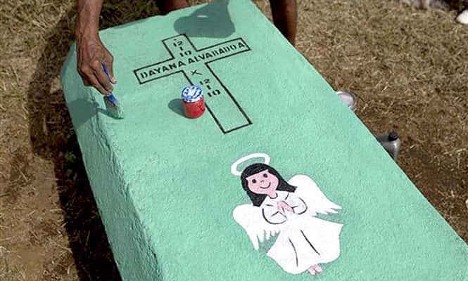 Ronald Alvarado applies a coat of fresh paint on his daughter's grave at a cemetery in El Crucero during the All Saints Day celebrations, on the outskirts of Managua, Nicaragua. (AP Photo/Esteban Felix)</em>
</div) Ronald Alvarado applies a coat of fresh paint on his daughter's grave at a cemetery in El Crucero during the All Saints Day celebrations, on the outskirts of Managua, Nicaragua. (AP Photo/Esteban Felix)</em>
</div)