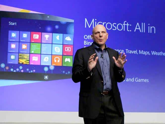 Microsoft CEO Steve Ballmer speaks at a launch event in New York. (Reuters Photo)</em></strong) Microsoft CEO Steve Ballmer speaks at a launch event in New York. (Reuters Photo)</em></strong)