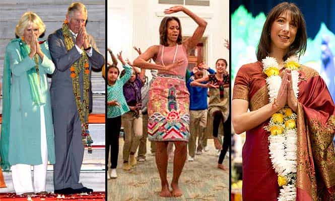  (From left to right): Camilla with Prince Charles, Michelle Obama dancing on Diwali, Samantha Cameron during India visi)
