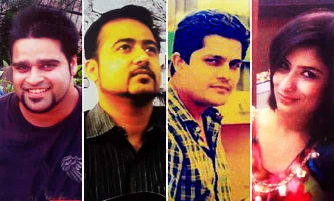The four professionals who went missing: (from left to right) Chintan Buch (body recovered), Pranav Lele, Sahil Qureshi and Shrutika Chandawani. (HT Photo)</em) The four professionals who went missing: (from left to right) Chintan Buch (body recovered), Pranav Lele, Sahil Qureshi and Shrutika Chandawani. (HT Photo)</em)