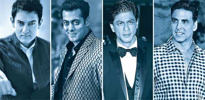 From left to right: Aamir Khan, Salman Khan, Shah Rukh Khan and Akshay Kumar From left to right: Aamir Khan, Salman Khan, Shah Rukh Khan and Akshay Kumar