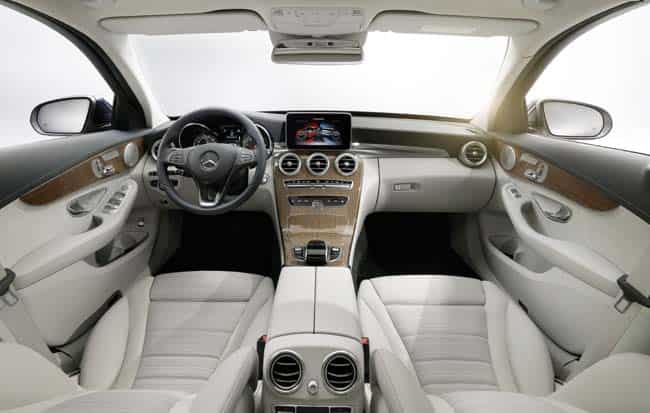 As well as active driver aids and connected car technology, the new C-Class can be specified with air suspension and the same levels of fit and finish more usually associated with luxury executive flagship cars. Photo:AFP As well as active driver aids and connected car technology, the new C-Class can be specified with air suspension and the same levels of fit and finish more usually associated with luxury executive flagship cars. Photo:AFP