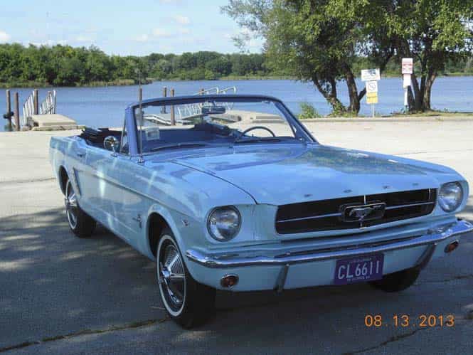 Gail Wise's Skylight Blue 1964 1/2 Ford Mustang convertible is parked during an outing in Chicago, Illinois. (Reuters/Courtesy of Tom and Gail Wise) Ford launches new global Mustang to buoy brand, boost margins