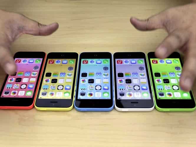 The new iPhone 5C in five colours are placed together at Apple Inc's announcement event in Beijing. (Reuters Photo)
</div) The new iPhone 5C in five colours are placed together at Apple Inc's announcement event in Beijing. (Reuters Photo)
</div)