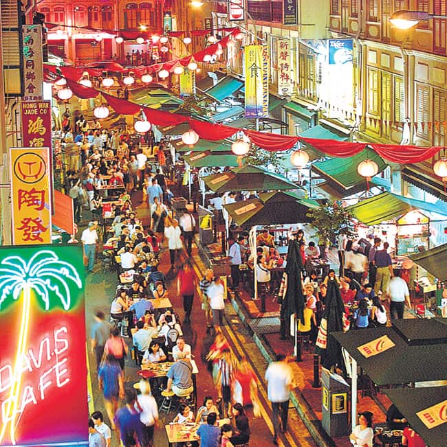The Chinatown in Singapore during the Chinese New Year The Chinatown in Singapore during the Chinese New Year