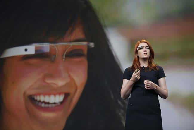Isabelle Olsson, lead designer of Google's Project Glass, talks about the design of the Google Glass during the keynote at Google's annual developer conference, Google I/O, in San Francisco. Photo: AFP/Kimihiro Hoshino Isabelle Olsson, lead designer of Google's Project Glass, talks about the design of the Google Glass during the keynote at Google's annual developer conference, Google I/O, in San Francisco. Photo: AFP/Kimihiro Hoshino