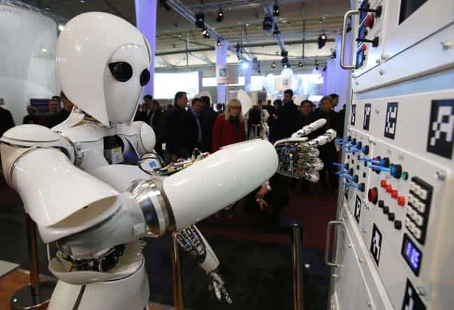 The humanoid robot AILA (artificial intelligence lightweight android) operates a switchboard during a demonstration by the German research centre for artificial intelligence at the CeBit computer fair in Hanover. Reuters/Fabrizio Bensc) The humanoid robot AILA (artificial intelligence lightweight android) operates a switchboard during a demonstration by the German research centre for artificial intelligence at the CeBit computer fair in Hanover. Reuters/Fabrizio Bensc)