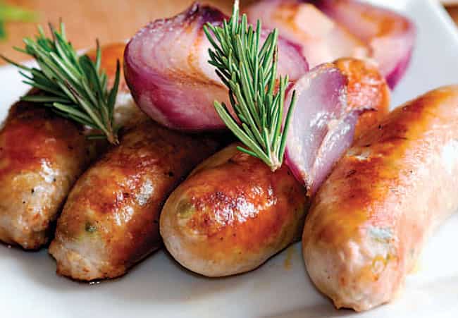 The Bird song: Chicken sausages are often made with the chicken waste which usually means beaks and other parts of the bird that you would never dream of eating The Bird song: Chicken sausages are often made with the chicken waste which usually means beaks and other parts of the bird that you would never dream of eating