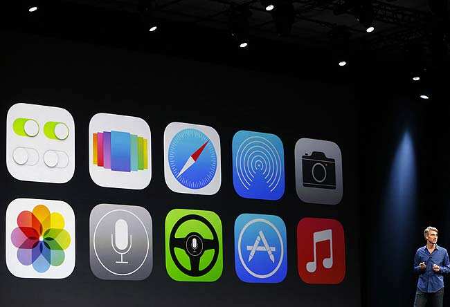 New Apple iOS 7 features are displayed on screen during Apple Worldwide Developers Conference (WWDC) 2013 in San Francisco, California . Reuters/Stephen La) New Apple iOS 7 features are displayed on screen during Apple Worldwide Developers Conference (WWDC) 2013 in San Francisco, California . Reuters/Stephen La)