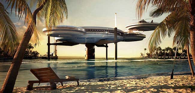 Renderings of the Water Discus Hotel in the Maldives. Photo: AFP/Water Discus Hotel/Deep Ocean Technology Renderings of the Water Discus Hotel in the Maldives. Photo: AFP/Water Discus Hotel/Deep Ocean Technology