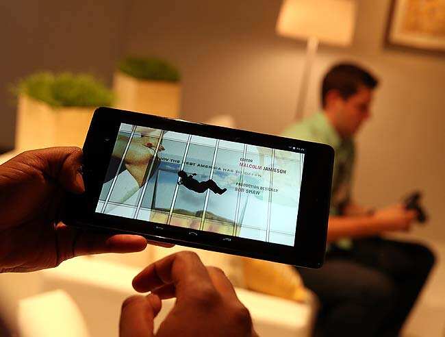 A video is displayed on the new Google Nexus 7 tablet made by Asus during a Google special event at Dogpatch Studios. Photo: Justin Sullivan/Getty Images/AFP A video is displayed on the new Google Nexus 7 tablet made by Asus during a Google special event at Dogpatch Studios. Photo: Justin Sullivan/Getty Images/AFP