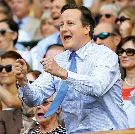 British Prime Minister David Cameron quickly took his off his jacket. British Prime Minister David Cameron quickly took his off his jacket.