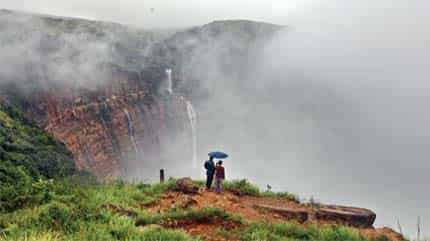 Misty Mountain Top: Waterfall on the Shillong to Cherrapunjee highway. Cherrapunji with its developed infrastructure attracts more tourists (file photo)