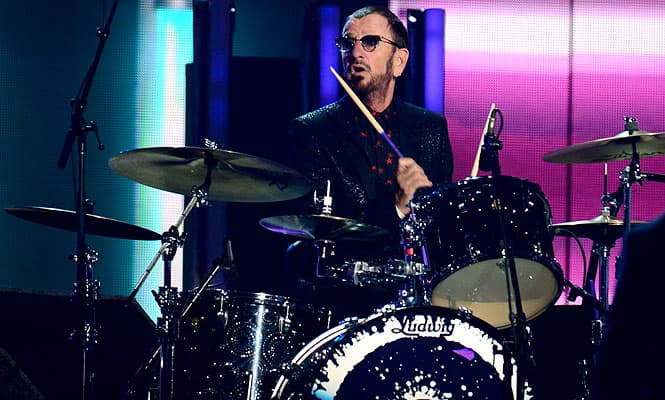 Former Beatles member Ringo Star performs during the Grammys. (AFP Photo)