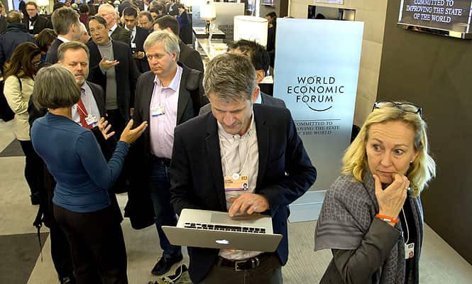 Participants lining up for a session at congress center during the World Economic Forum in Davos, Switzerland. (AP photo) Participants lining up for a session at congress center during the World Economic Forum in Davos, Switzerland. (AP photo)