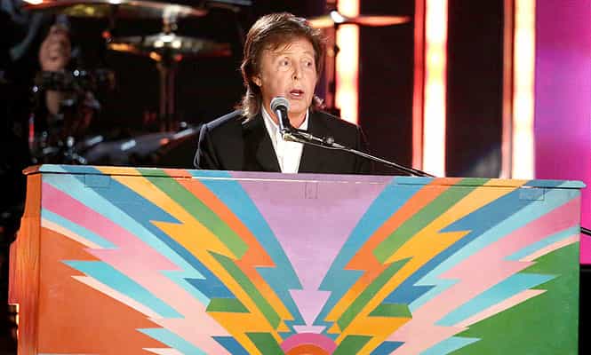 Paul McCartney performs "Queenie Eye" at the Grammys. (AP Photo)