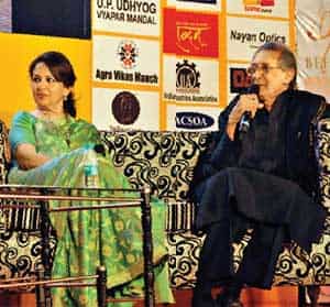 Actress Sharmila Tagore in conversation with journalist and author Rauf Ahmed at the Taj Literary Festival