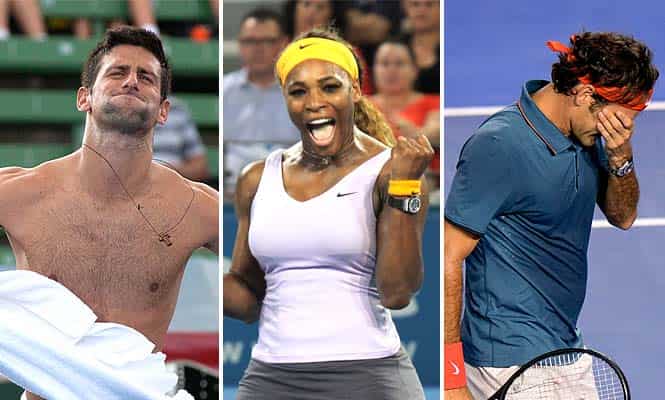 While top seeds Novak Djokovic (L) and Serena Williams (C) have been going great guns, sixth seed Roger Federer has been on a decline. (AP Photo) While top seeds Novak Djokovic (L) and Serena Williams (C) have been going great guns, sixth seed Roger Federer has been on a decline. (AP Photo)