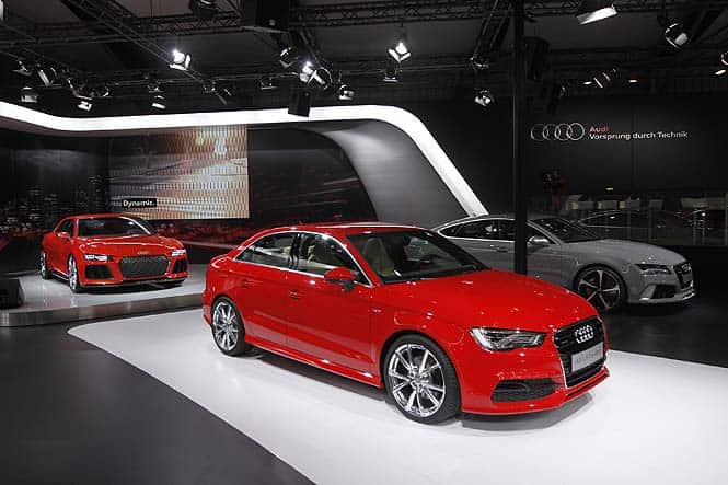 Audi's A3 Sedan at the Auto Expo 2014. (Virendra Singh Gosain/Hindustan Times) Audi launches entry-level A3 sedan, on sale mid-2014