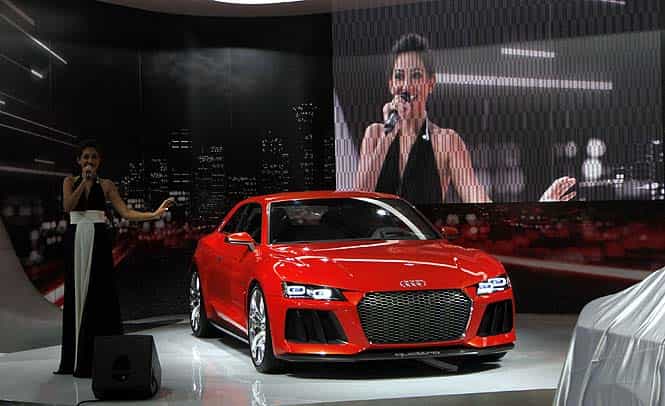 Audi India unveils 'The next big Audi - Audi A3 Sedan' at the Auto Expo 2014. (Virendra Singh Gosain/Hindustan Times) Audi launches entry-level A3 sedan, on sale mid-2014