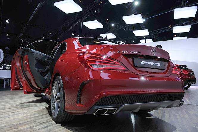 The newly launched Mercedes Benz CLA 45 AMG at the Auto Expo. (Burhaan Kinu/Hindustan Times) Be safe: Merc launches armoured SUV M-Guard at<span class='webrupee'>₹</span>2.49 crore
