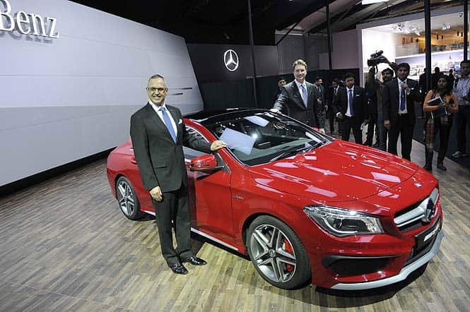 The newly launched Mercedes Benz CLA 45 AMG at the Auto Expo. (Burhaan Kinu/Hindustan Times) Be safe: Merc launches armoured SUV M-Guard at<span class='webrupee'>₹</span>2.49 crore